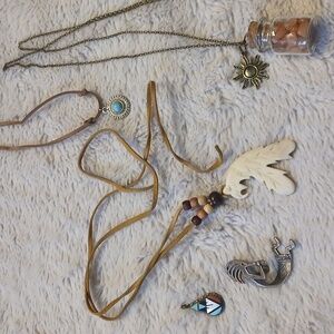 Set of 5 Bohemian Pendant Necklaces